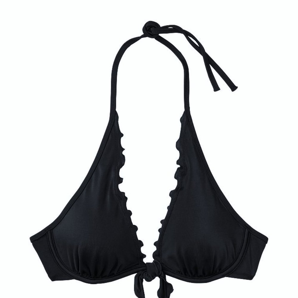 38B VICTORIAS SECRET Ruffle Halter Bikini Swim Top Removable push up padding - Picture 4 of 9